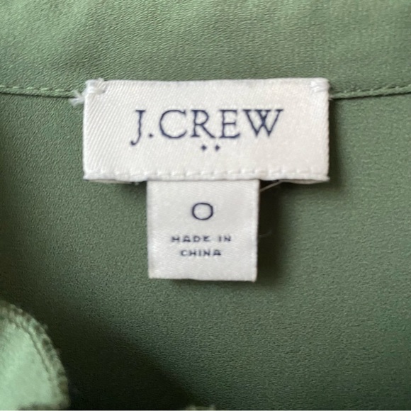 J. Crew Green Ruffle Front Half Button Blouse Size 0 - Picture 2 of 6